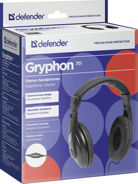 Наушники Defender Gryphon 751, цвет черный Наушники Defender Gryphon 751, цвет черный