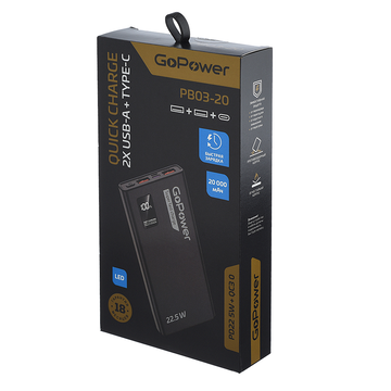 Внешний аккумулятор GoPower 20000mAh PB03-20 Внешний аккумулятор GoPower 20000mAh PB03-20
