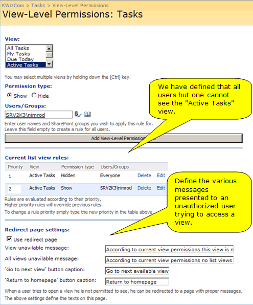 View Permissions Feature + Standard Support