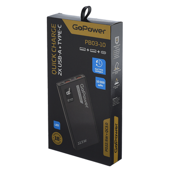 Внешний аккумулятор GoPower 10000mAh PB03-10 Внешний аккумулятор GoPower 10000mAh PB03-10