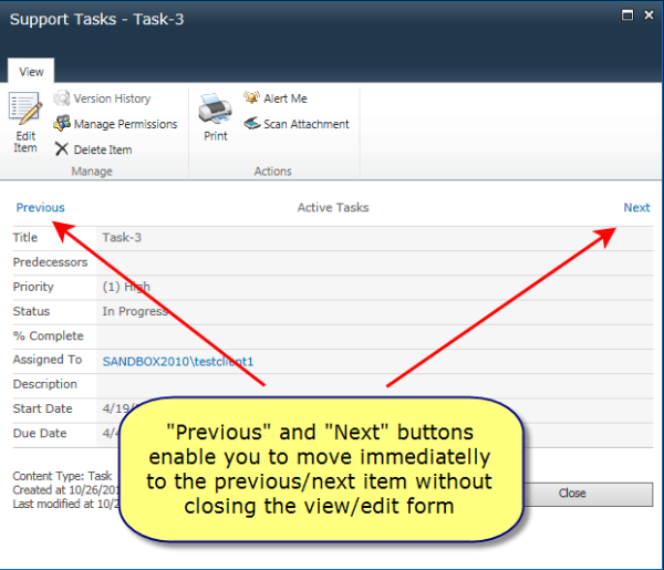 Item Quick Navigation + Standard Support
